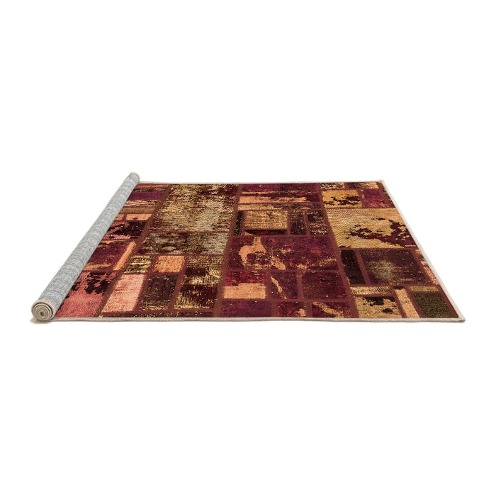 Sideview of Machine Washable Patchwork Orange Transitional Area Rugs, wshabs5619org