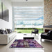 Square Abstract Purple Patchwork Rug in a Living Room, abs5619