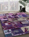 Abstract Purple Patchwork Rug in Family Room, abs5619