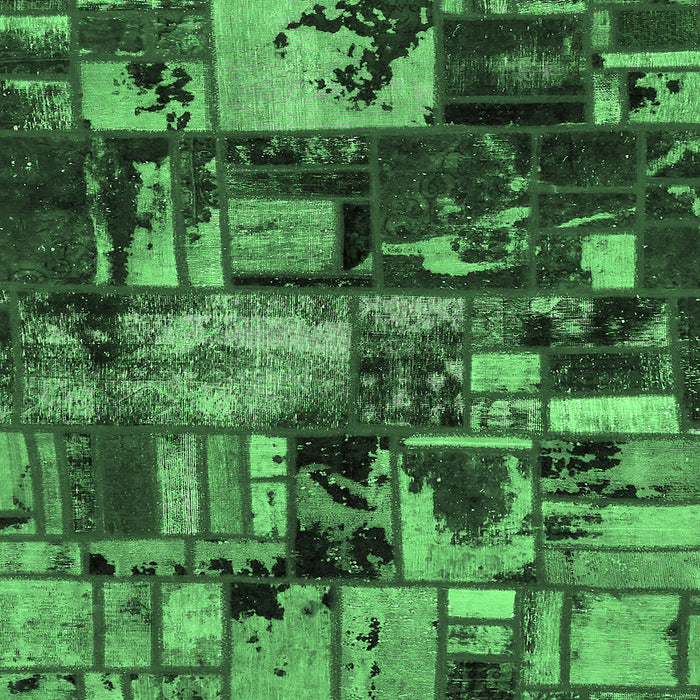 Square Patchwork Emerald Green Transitional Rug, abs5619emgrn