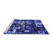 Sideview of Machine Washable Patchwork Blue Transitional Rug, wshabs5619blu