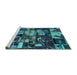 Sideview of Machine Washable Patchwork Turquoise Transitional Area Rugs, wshabs5619turq