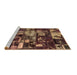 Sideview of Machine Washable Patchwork Brown Transitional Rug, wshabs5619brn