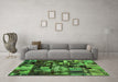Machine Washable Patchwork Green Transitional Area Rugs in a Living Room,, wshabs5619grn