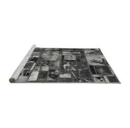 Sideview of Machine Washable Patchwork Gray Transitional Rug, wshabs5619gry