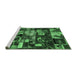 Sideview of Machine Washable Patchwork Emerald Green Transitional Area Rugs, wshabs5619emgrn