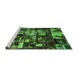 Sideview of Machine Washable Patchwork Green Transitional Area Rugs, wshabs5619grn