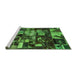 Sideview of Machine Washable Patchwork Green Transitional Area Rugs, wshabs5619grn