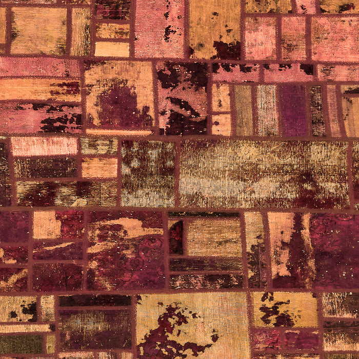 Square Machine Washable Patchwork Orange Transitional Area Rugs, wshabs5619org