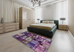 Abstract Purple Patchwork Rug in a Bedroom, abs5619