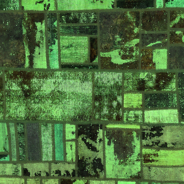 Machine Washable Patchwork Green Transitional Area Rugs, wshabs5619grn