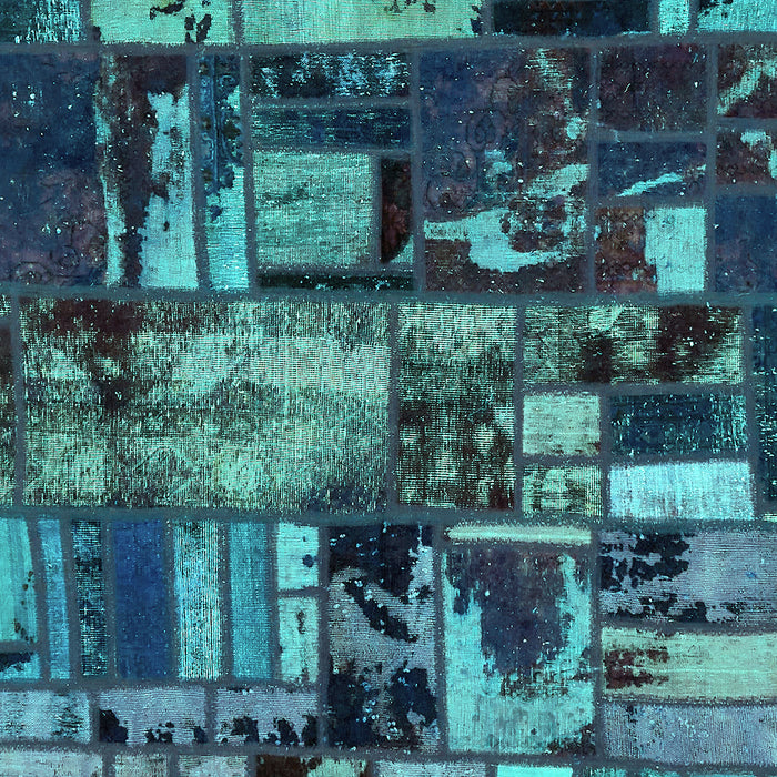 Patchwork Turquoise Transitional Rug, abs5619turq