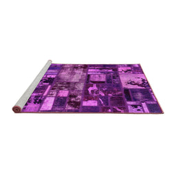 Sideview of Machine Washable Patchwork Pink Transitional Rug, wshabs5619pnk