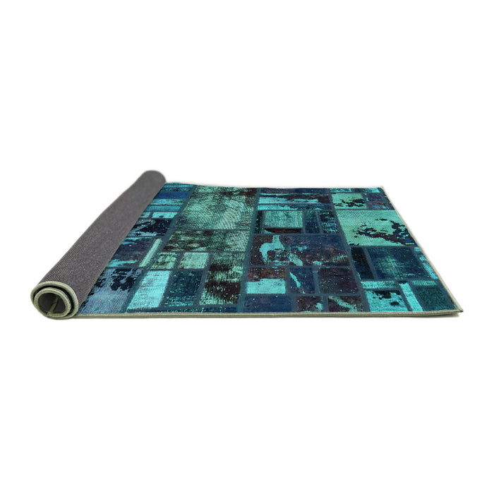 Sideview of Patchwork Turquoise Transitional Rug, abs5619turq