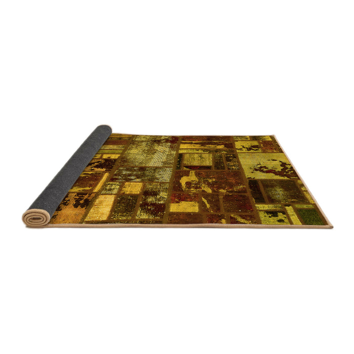 Sideview of Patchwork Yellow Transitional Rug, abs5619yw