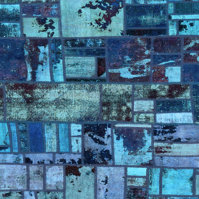 Square Patchwork Light Blue Transitional Rug, abs5619lblu