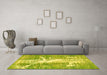 Machine Washable Abstract Yellow Modern Rug in a Living Room, wshabs561yw