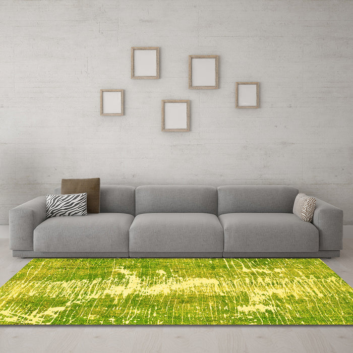Machine Washable Abstract Yellow Modern Rug in a Living Room, wshabs561yw
