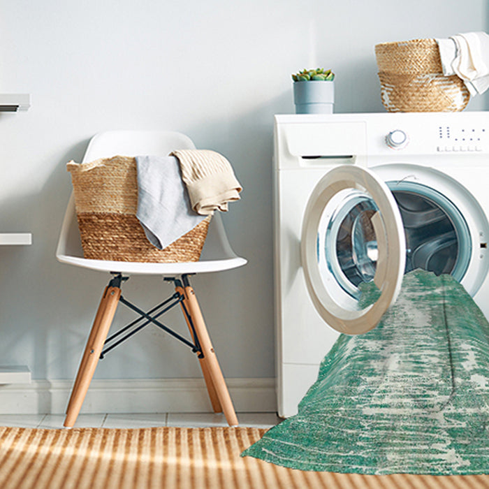 Machine Washable Abstract Magic Mint Green Rug in a Washing Machine, wshabs561