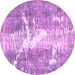 Round Machine Washable Abstract Pink Modern Rug, wshabs561pnk