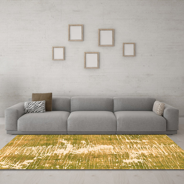 Machine Washable Abstract Orange Modern Area Rugs in a Living Room, wshabs561org