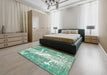 Abstract Mint Green Modern Rug in a Bedroom, abs561