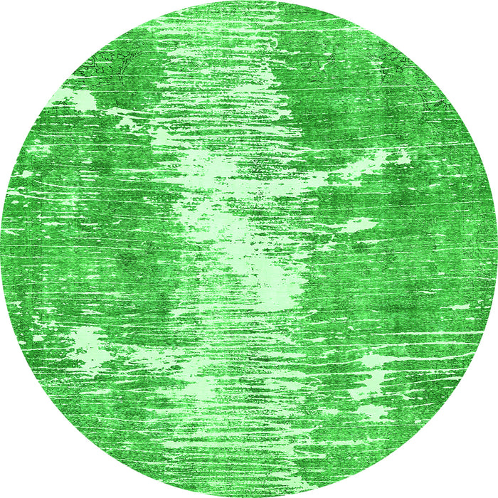 Round Abstract Green Modern Rug, abs561grn