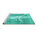 Sideview of Machine Washable Abstract Turquoise Modern Area Rugs, wshabs561turq