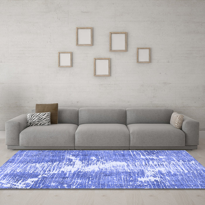 Machine Washable Abstract Blue Modern Rug in a Living Room, wshabs561blu