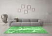 Machine Washable Abstract Emerald Green Modern Area Rugs in a Living Room,, wshabs561emgrn