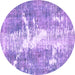 Round Machine Washable Abstract Purple Modern Area Rugs, wshabs561pur