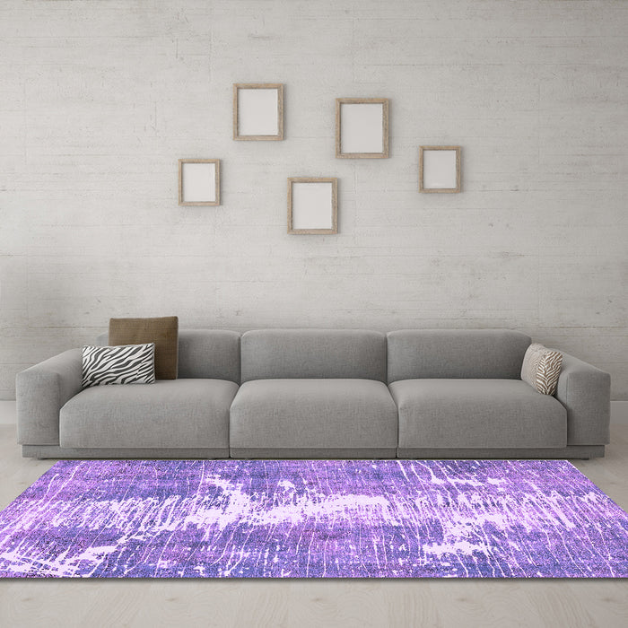 Machine Washable Abstract Purple Modern Area Rugs in a Living Room, wshabs561pur