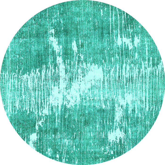 Round Abstract Turquoise Modern Rug, abs561turq