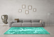 Machine Washable Abstract Turquoise Modern Area Rugs in a Living Room,, wshabs561turq