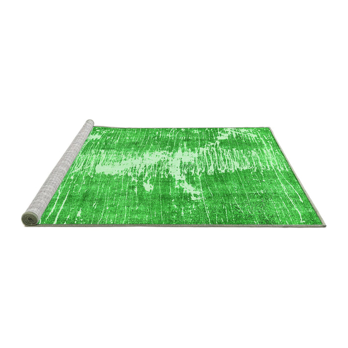 Sideview of Machine Washable Abstract Green Modern Area Rugs, wshabs561grn