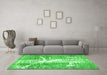 Machine Washable Abstract Green Modern Area Rugs in a Living Room,, wshabs561grn