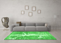 Machine Washable Abstract Green Modern Rug, wshabs561grn