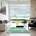 Square Abstract Mint Green Modern Rug in a Living Room, abs561