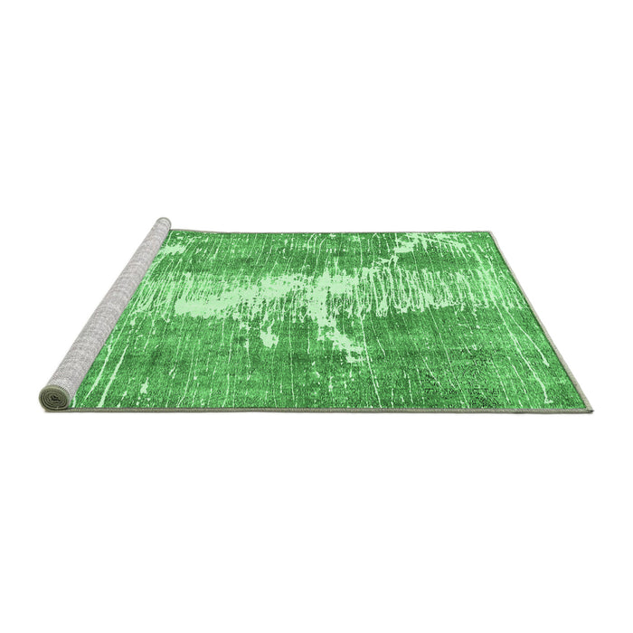 Sideview of Machine Washable Abstract Emerald Green Modern Area Rugs, wshabs561emgrn