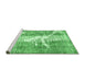 Sideview of Machine Washable Abstract Emerald Green Modern Area Rugs, wshabs561emgrn