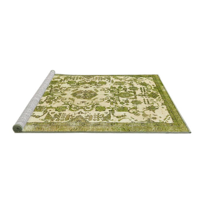 Sideview of Machine Washable Abstract Dark Yellow Green Rug, wshabs562