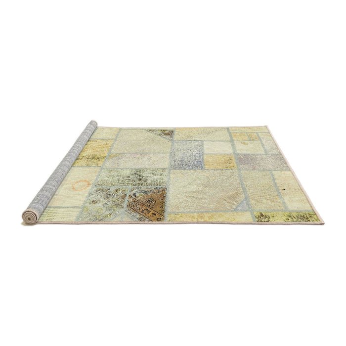 Sideview of Machine Washable Abstract Gold Rug, wshabs5620