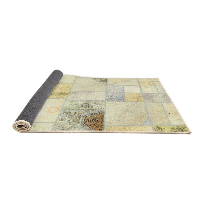 Sideview of Abstract Golden Blonde Gold Patchwork Rug, abs5620