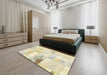 Abstract Golden Blonde Gold Patchwork Rug in a Bedroom, abs5620