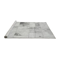 Sideview of Machine Washable Patchwork Gray Transitional Rug, wshabs5620gry