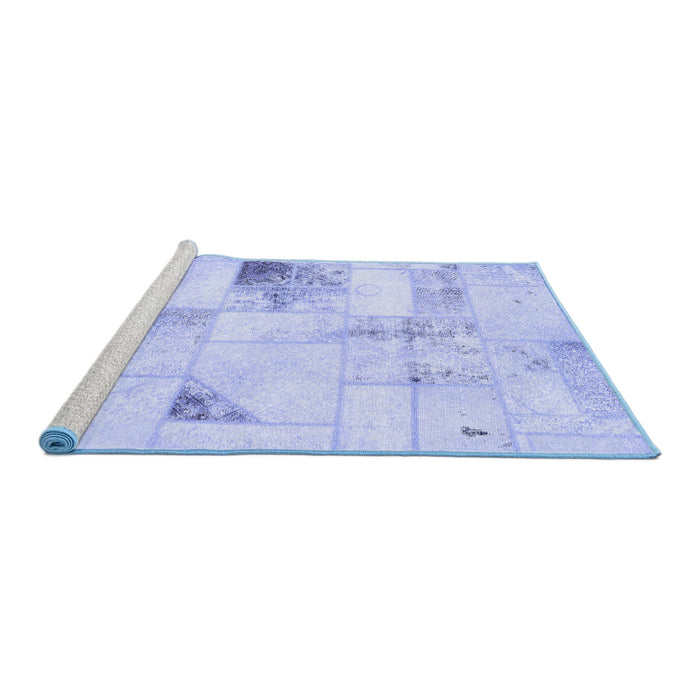 Sideview of Machine Washable Patchwork Blue Transitional Rug, wshabs5620blu