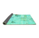 Sideview of Patchwork Turquoise Transitional Rug, abs5620turq