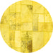 Round Patchwork Yellow Transitional Rug, abs5620yw