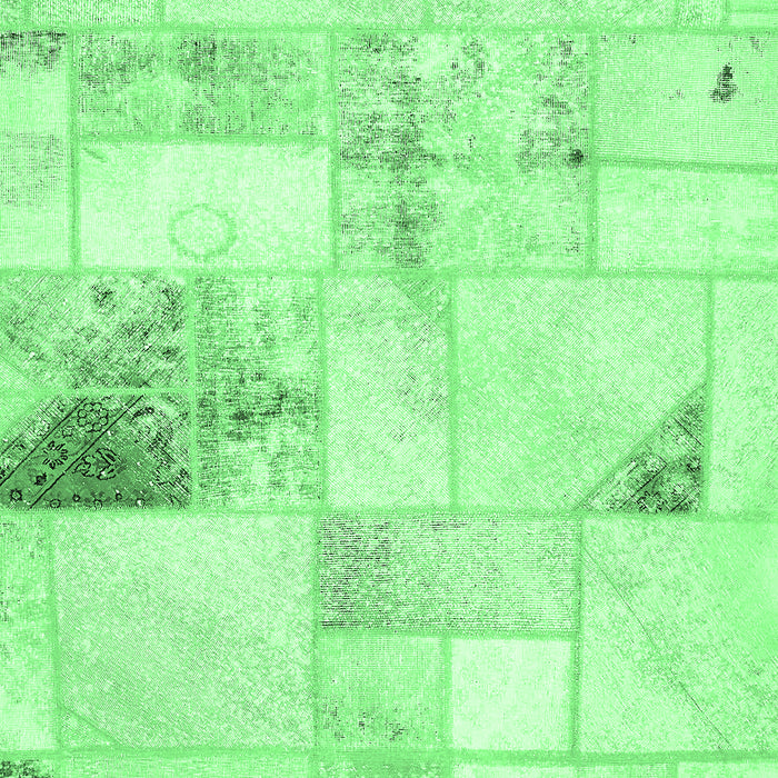 Machine Washable Patchwork Emerald Green Transitional Area Rugs, wshabs5620emgrn