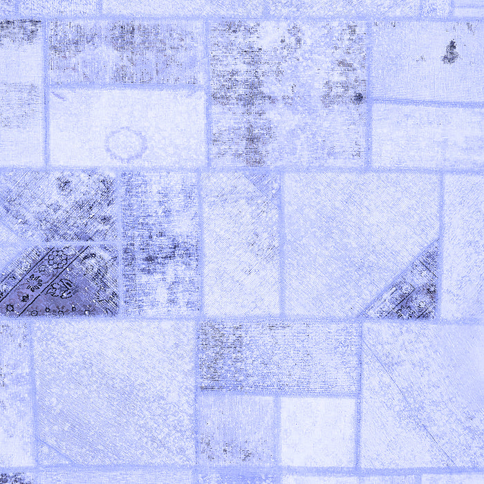 Machine Washable Patchwork Blue Transitional Rug, wshabs5620blu